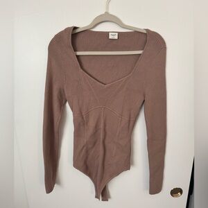 Abercrombie tan sweater bodysuit